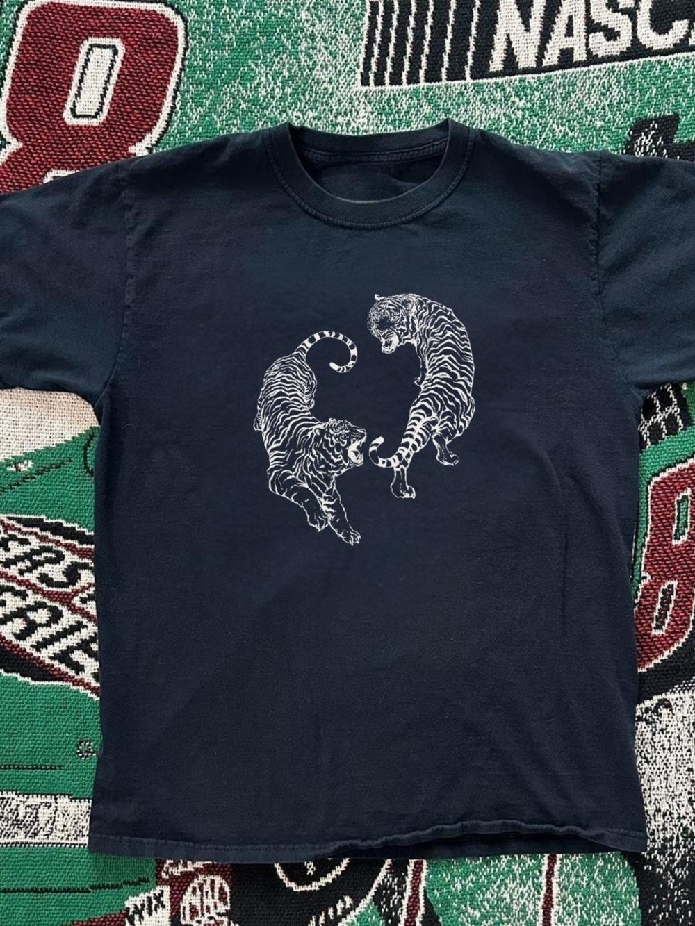 Gildan Black Short Sleeve Tee with White Twin Tiger Graphic